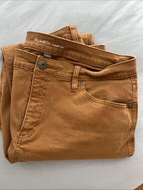 Style & Co. Women’s Straight Leg Chinos in Caramel Brown